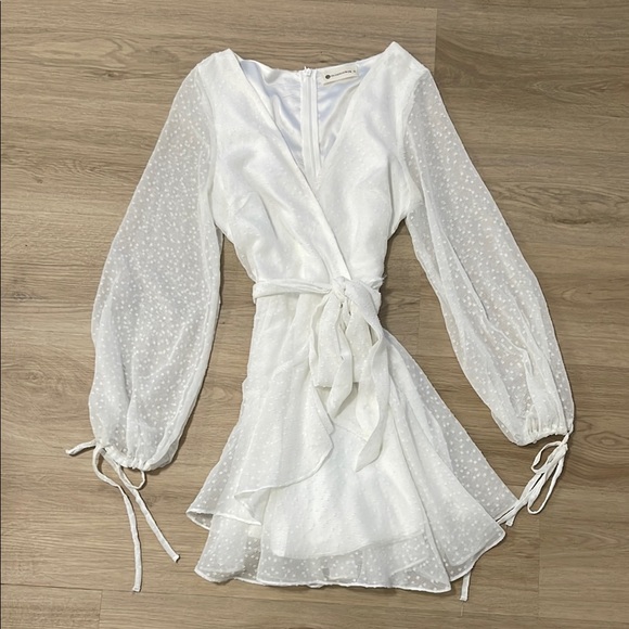 The Impeccable Pig Dresses & Skirts - The Impeccable Pig White Wrap Sundress with Bishop Sleeves